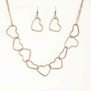 Heart chain necklace and Earring
